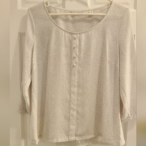 LC Lauren Conrad Cream Scoop Neck Button-Front Blouse